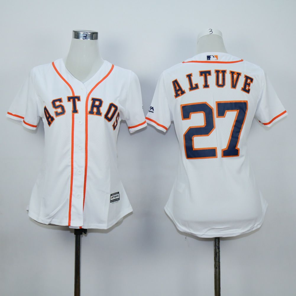 Women Houston Astros #27 Altuve White MLB Jerseys->houston astros->MLB Jersey